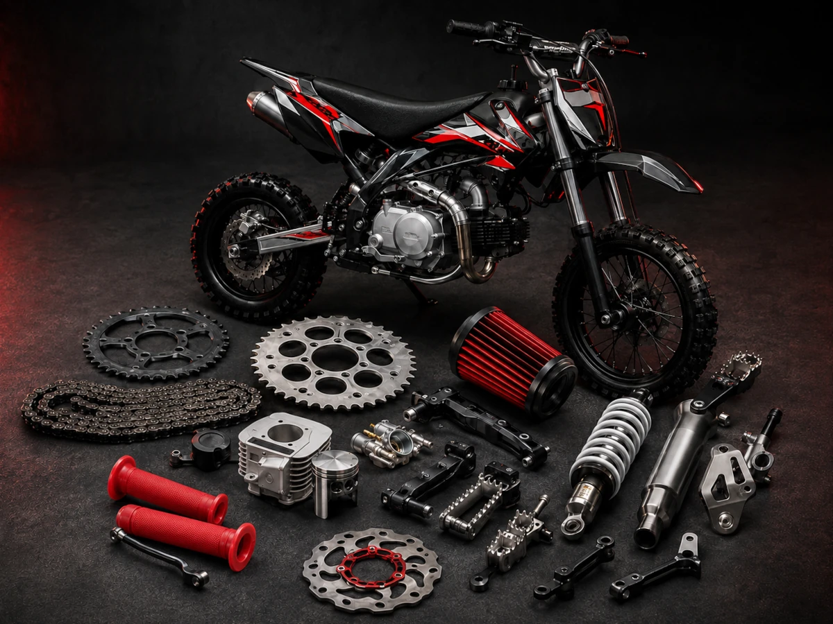 Części do pit bike – motocykl pit bike oraz części silnika, napędu i osprzętu